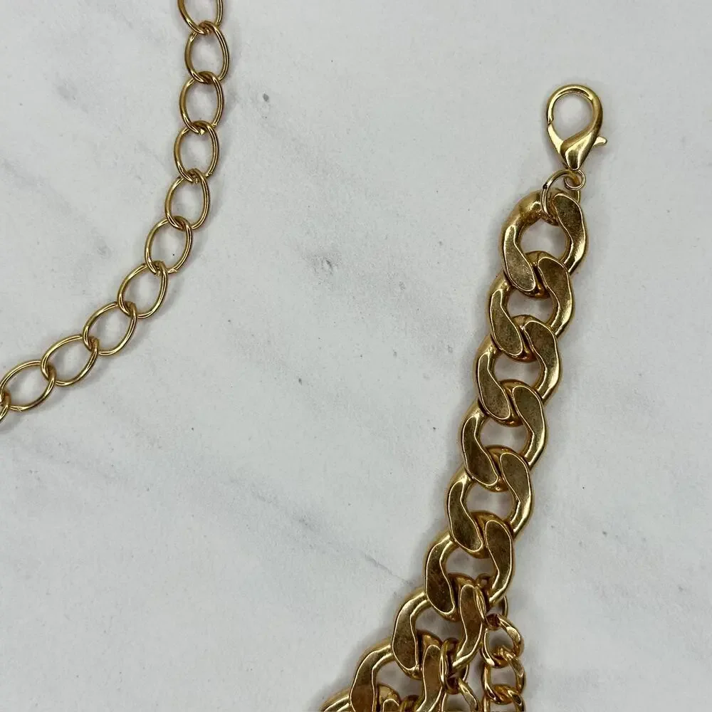 Draped Gold Curb Chain Belt Multi Strand OS ✨
